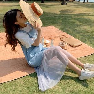 Dress with white T-shirt